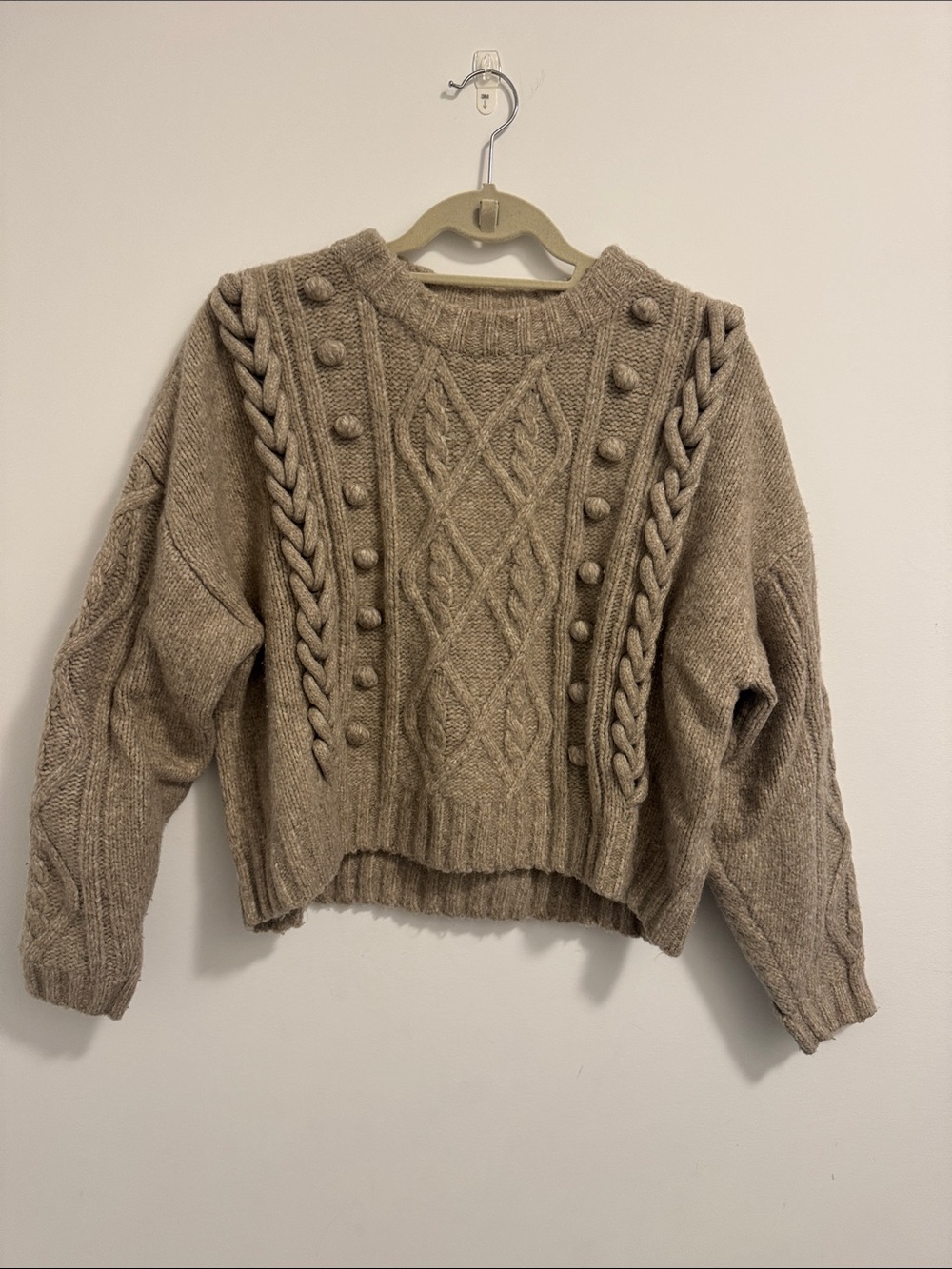 H&M Beige Cable Knit Bobble Sweater